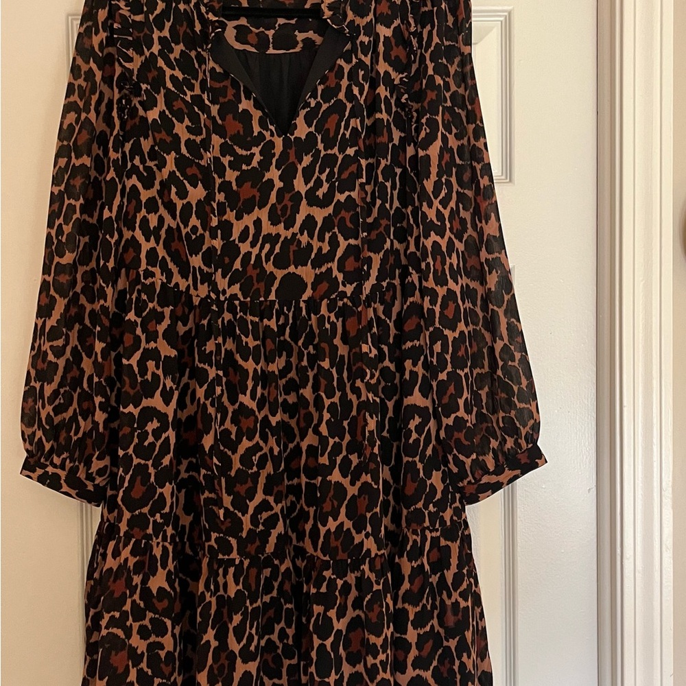 J. Crew - Leopard Print Long Sleeve Dress